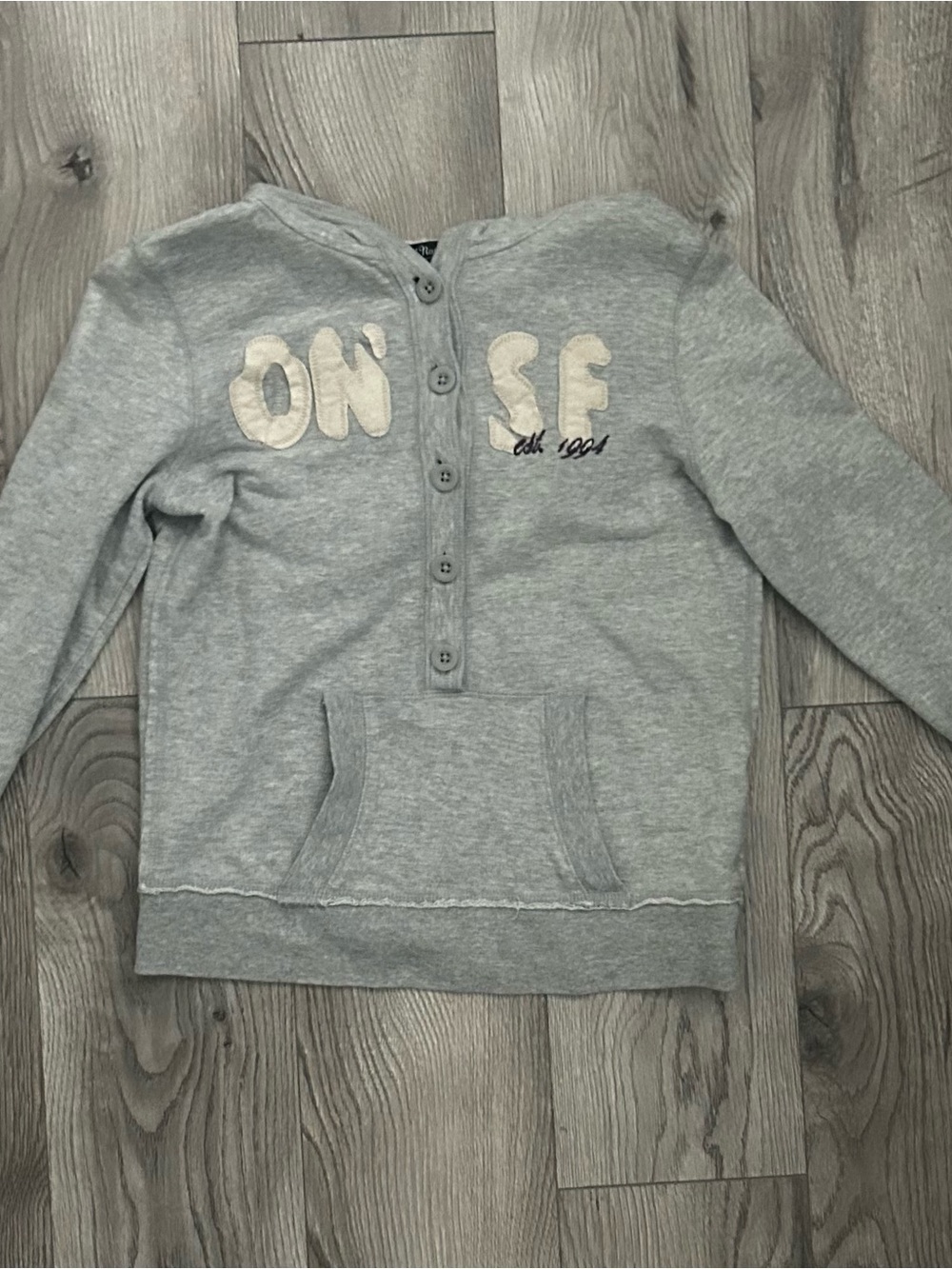 Old Navy Light Gray Henley Pullover Sweater with Front Pocket